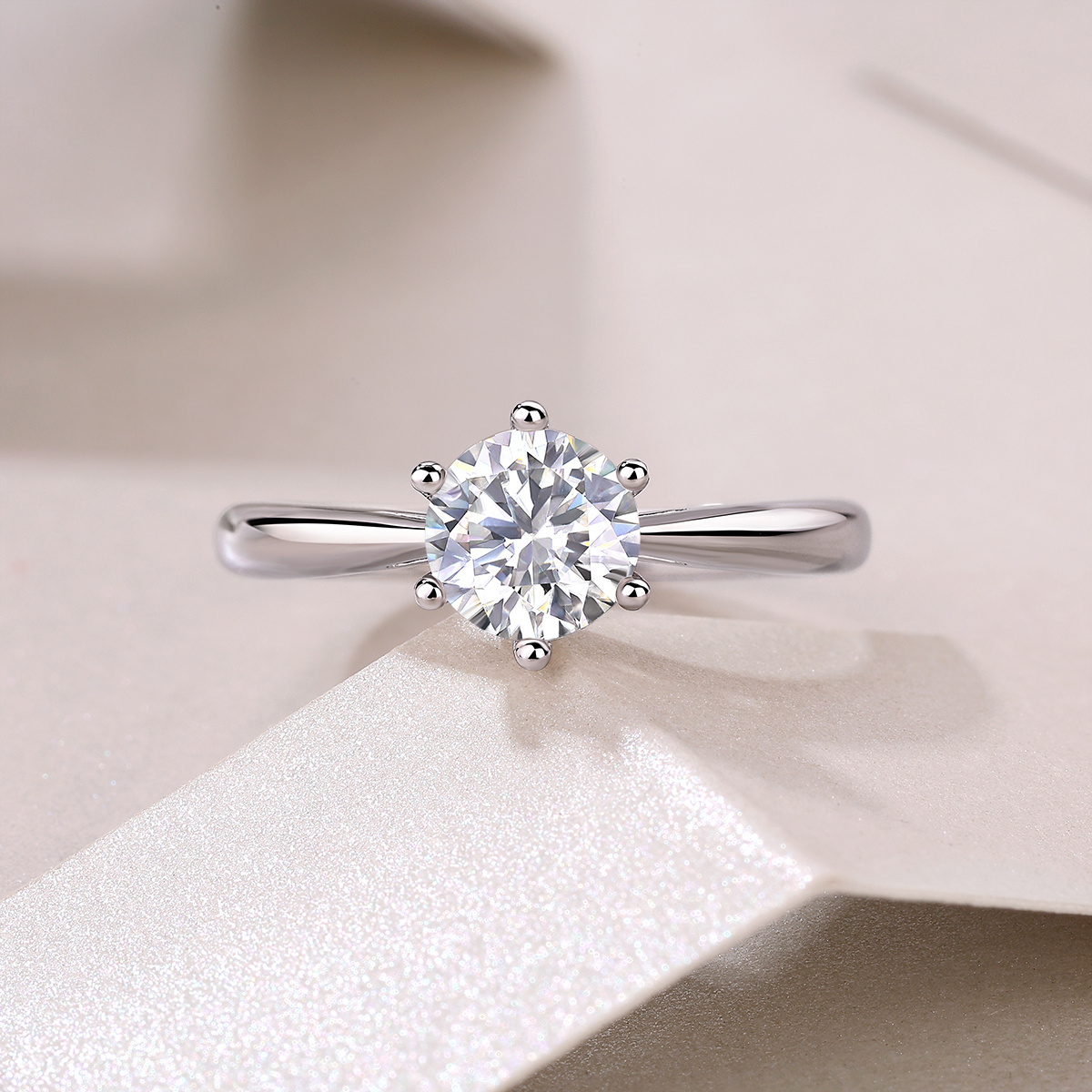 Women's Elegant S925 Silver Moissanite Couple's Ring, Wedding Band